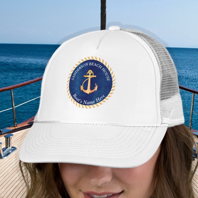 Casquette Ancre Bleu Bleu Bleu de la marine nautique Monogra (Créateur téléchargé)