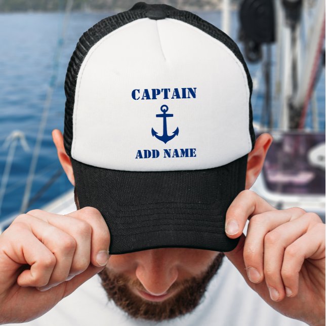 Casquette Ancre bleue Nom du capitaine Ajouter un nom ou un  (Your Name or Boat Name. Several colors to choose from.
)