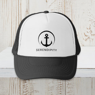 Casquette Ancre de bateau moderne Monogramme noir