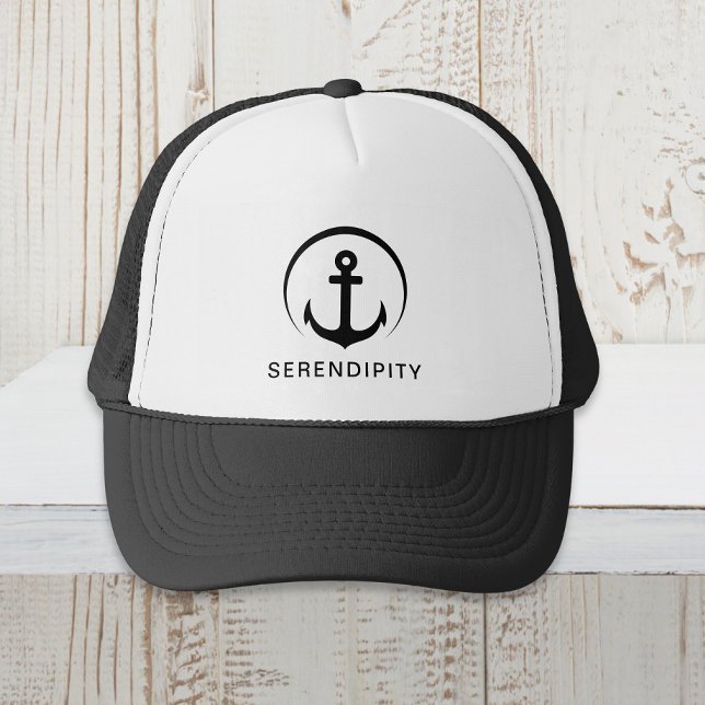 Casquette Ancre de bateau moderne Monogramme noir (Créateur téléchargé)