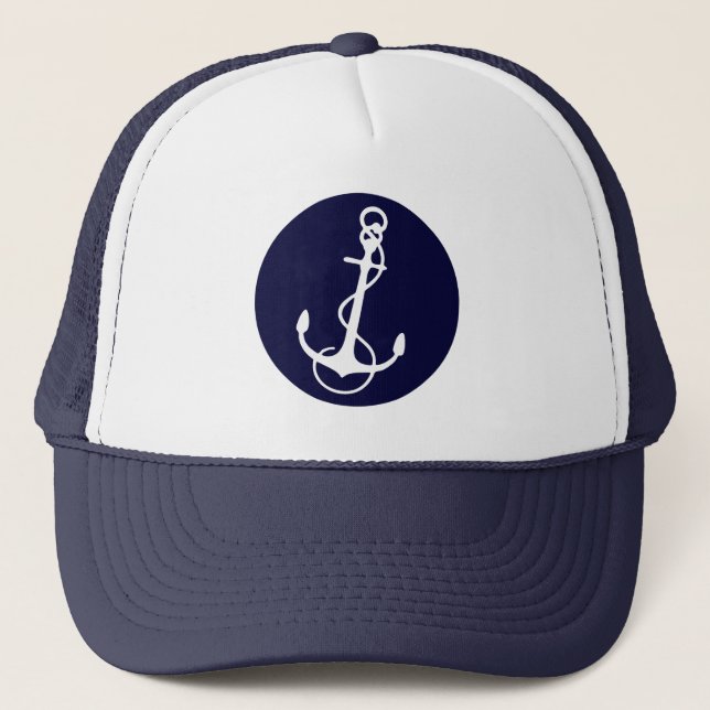 Casquette Ancre de bateau nautique bleu blanc et marine 2 (Devant)