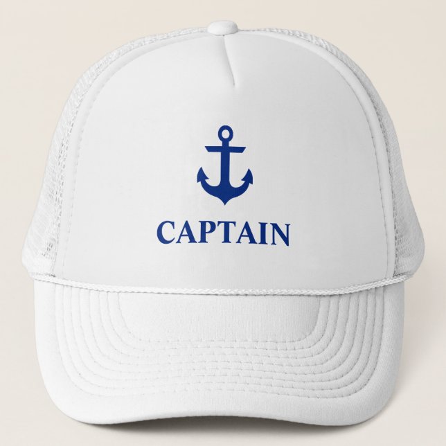 Casquette Ancre de capitaine nautique blanc (Devant)
