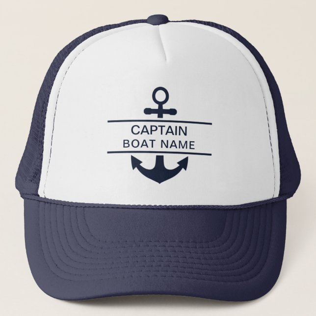 Casquette Ancre de nom de bateau du capitaine nautique perso (Devant)