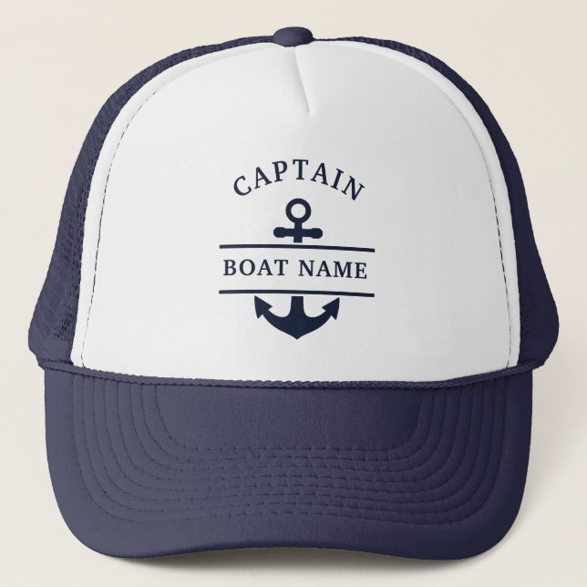 Casquette Ancre de nom de bateau du capitaine nautique perso (Devant)