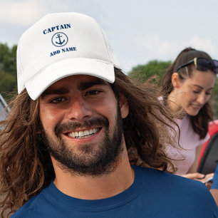 Casquette Ancre maritime Nom du capitaine Ajouter un nom ou