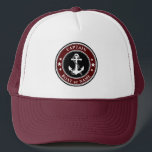 Casquette Ancre nautique et corde Capitaine Bateau ou nom<br><div class="desc">Une Ancre et une corde nautiques avec le capitaine Rank ou un autre titre et votre nom ou nom de bateau sur un Casquette moderne et élégant.</div>