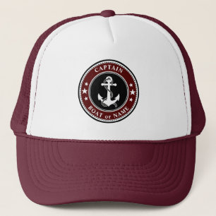 Casquette Ancre nautique et corde Nom ou nom du capitaine de