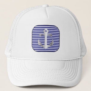 Casquette Ancre nautique sur Argent et cadre bleu noir