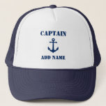 Casquette Ancre nautique vintage Nom du capitaine ou du bate<br><div class="desc">Ancre nautique vintage avec casquette de capitaine ou de nom de bateau Trucker Hat.</div>