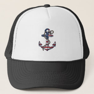 Casquette Ancre Patriotique Design Vectoriel Vintage_1
