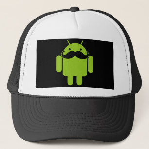 Casquette Android Robot Icon Mustache sur noir