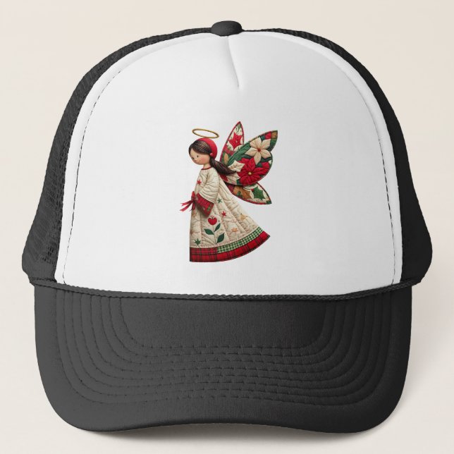 Casquette Ange de Noël avec fleurs de fêtes (Devant)