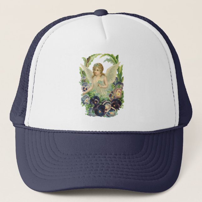 Casquette Ange de Pâques victorien avec fleurs de pensée vio (Devant)