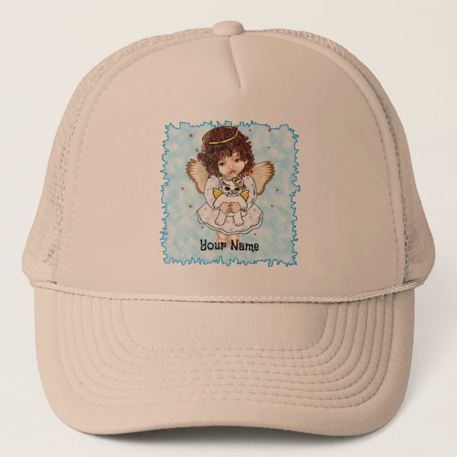 Casquette Angel tenant le chat (Devant)