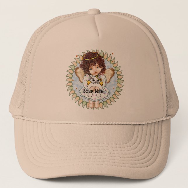 Casquette Angel tenant le chat (Devant)