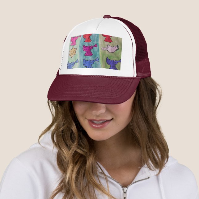Casquette Anges de Noël avec trompettes (En situation)