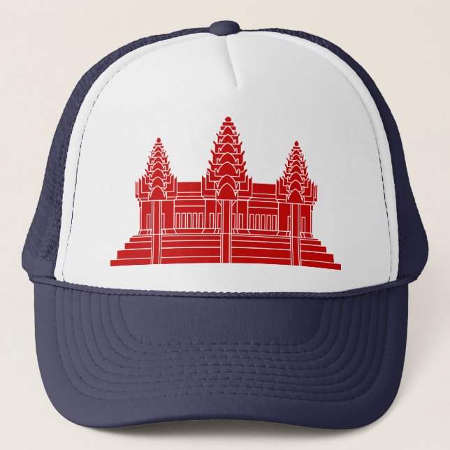 Casquette Angkor Vat Cambodgien / Drapeau Khmer (Devant)