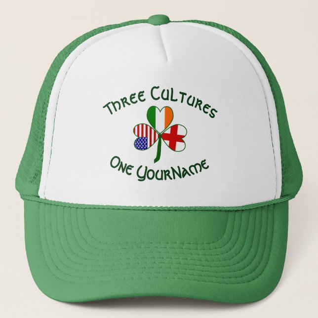 Casquette Angleterre Irlande États-Unis Trèfle Drapeau Perso (Devant)