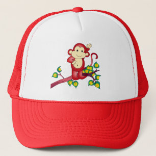 Casquette animal de singe rouge mignon