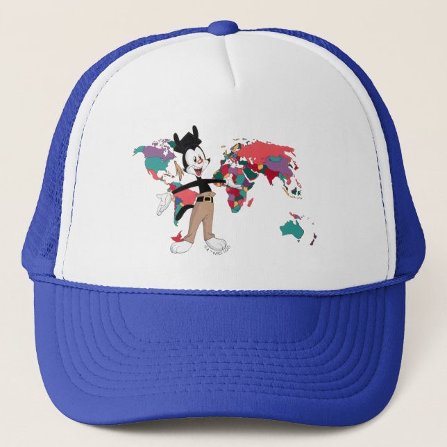 Casquette Animaniacs | Graphique de la carte du monde de Yak (Devant)