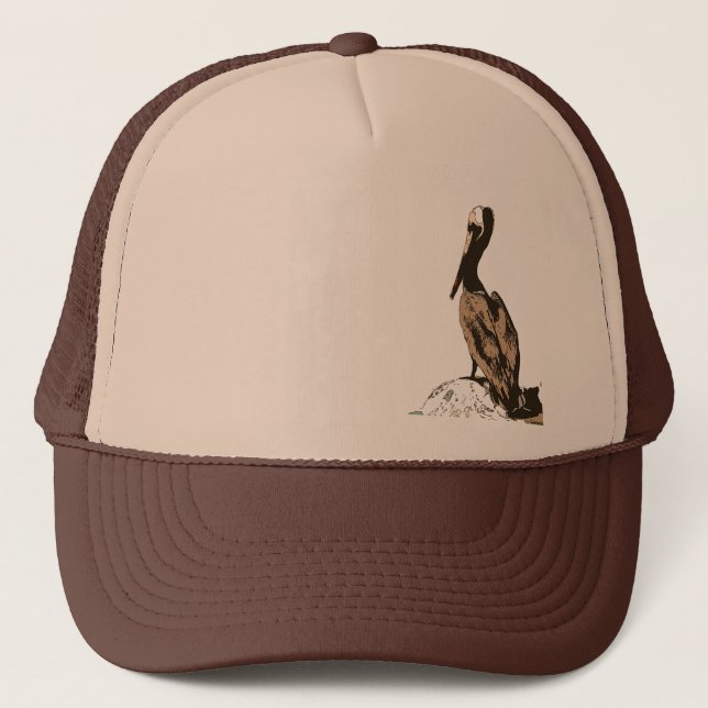 Casquette Animaux Brown de faune d'oiseaux de pélican (Devant)