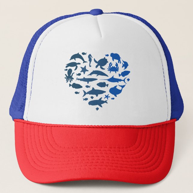 Casquette Animaux de mer du coeur (Devant)