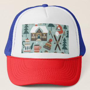 Casquette Animaux forestiers : Hiver Vintage sans couture.