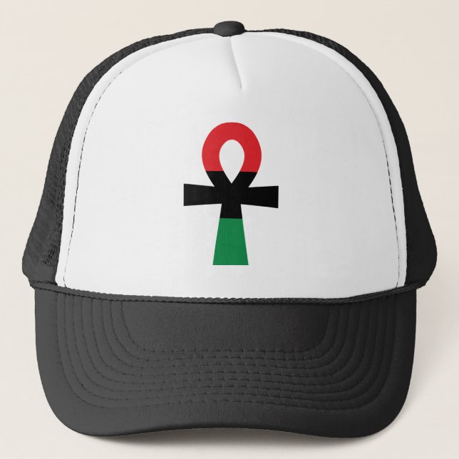 Casquette Ankh rouge, noir et vert (Devant)