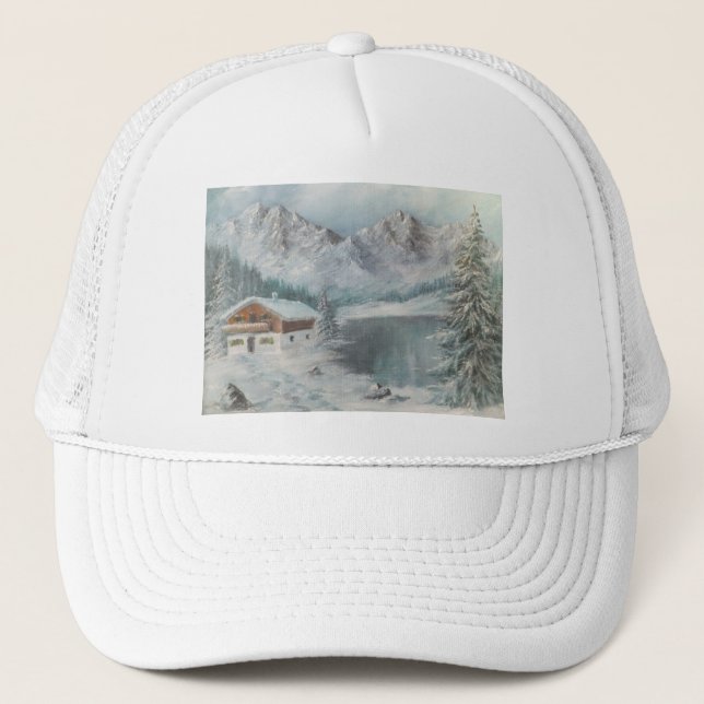 Casquette Ann Hayes Peinture Scène de neige bavaro (Devant)