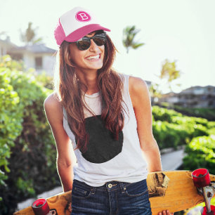 Casquette Anneau blanc monogramme cercle rose chaud