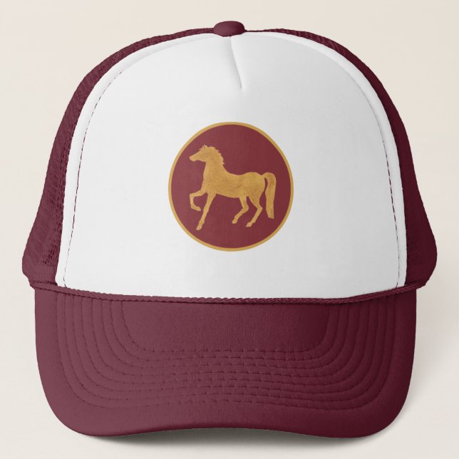 Casquette Année chic du cheval, chapeau de camion marron (Devant)