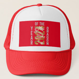 Casquette Année du Dragon 2024 Blanc Gris Or