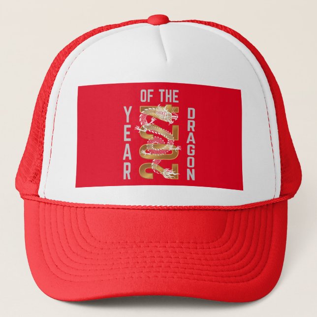 Casquette Année du Dragon 2024 Blanc Gris Or (Devant)
