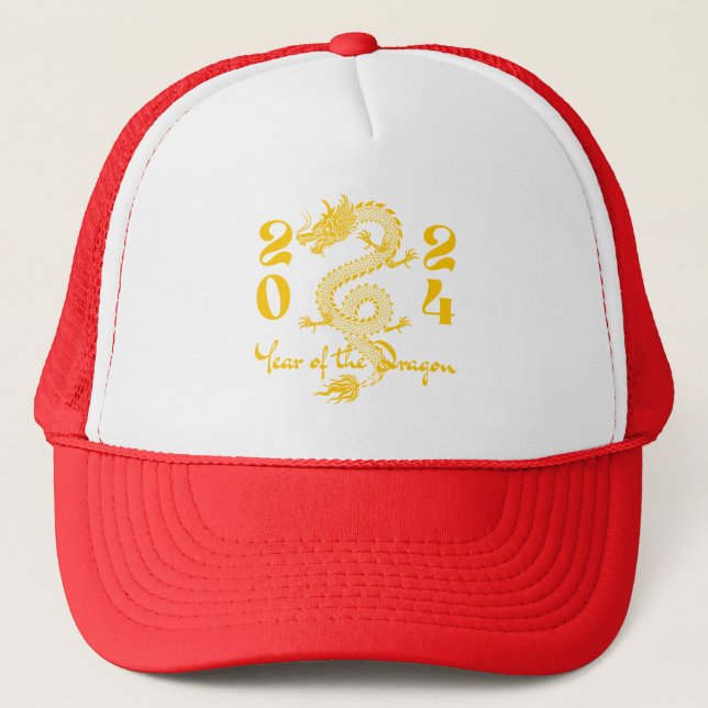 Casquette Année du Dragon en or (Devant)
