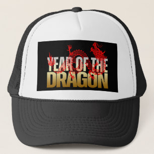 CASQUETTE ANNÉE DU DRAGON OR ROUGE