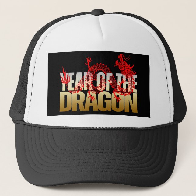 CASQUETTE ANNÉE DU DRAGON OR ROUGE (Devant)