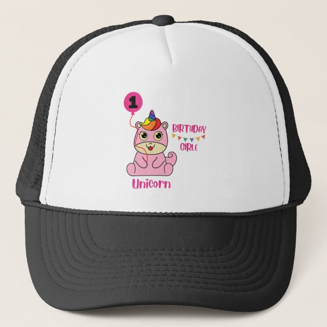 Casquette anniversaire de la fille de licorne (Devant)