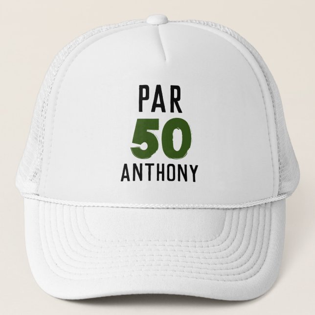 Casquette Anniversaire Golfer Funny 50e heureux papa Par (Devant)