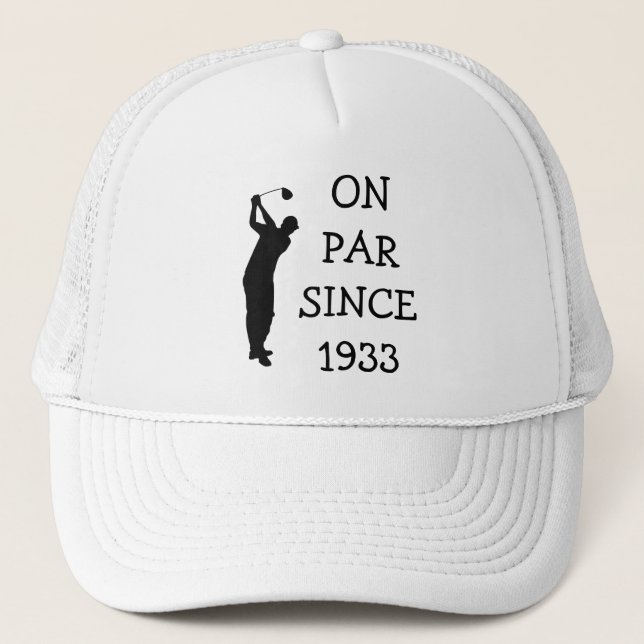 Casquette Anniversaire Golfer Funny 90e heureux papa Par (Devant)