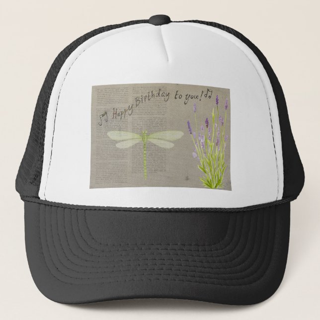 Casquette anniversaire heureux de libellule (Devant)