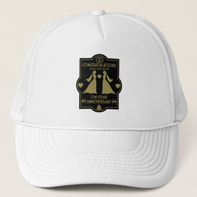 Casquette Anniversaire Mariage des filles gays (Devant)