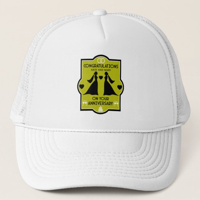 Casquette Anniversaire Mariage des filles gays (Devant)