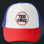 Casquette Anti Ted Cruz<br><div class="desc">Les démocrates s'unissent contre Ted Cruz. Une grève rouge et un cercle autour du nom de Ted Cruz sur un casquette politique pour un démocrate texan libéral.</div>