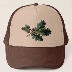 Casquette Antique Botanique Imprimer Chêne Feuilles & Acorns