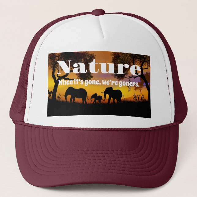 Casquette Apprécier la nature et les éléphants (Devant)