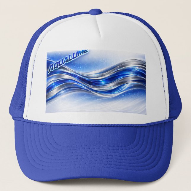 Casquette Aqualume Flow  – Blue Silver Wave Energy Mug (Devant)