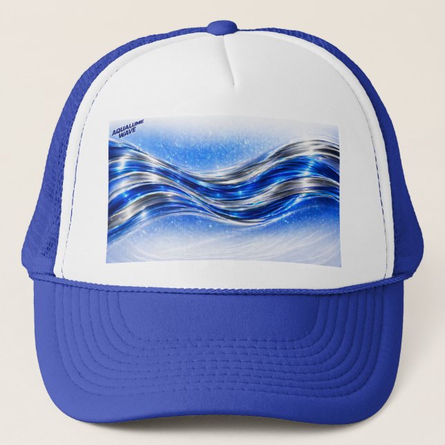 Casquette Aqualume Flow - Tasse Énergie Vague Bleue Argentée (Devant)