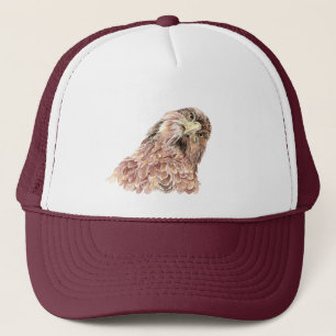 Casquette Aquarelle Amusante Curieux Hawk Oiseau Faune Natur