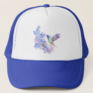 Casquette Aquarelle Bleu Colibri Jardin Nature