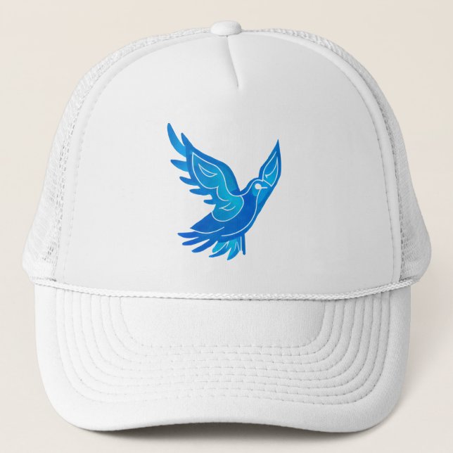 Casquette Aquarelle bleu et blanc Peace Dove (Devant)